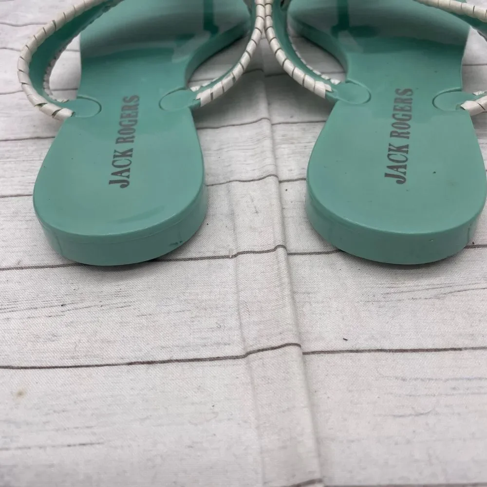 Jack Rogers Womens Mint Green (blueish)  White Sandals Size US 6 Hard Plastic - Picture 8 of 10